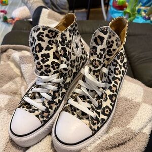 Custom Leopard Print High-Top Converse